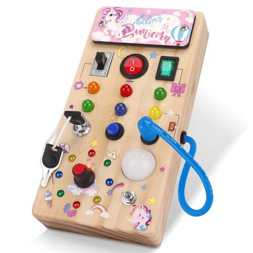 Montessori Busy Board with LED Lights and Switches for Toddlers
